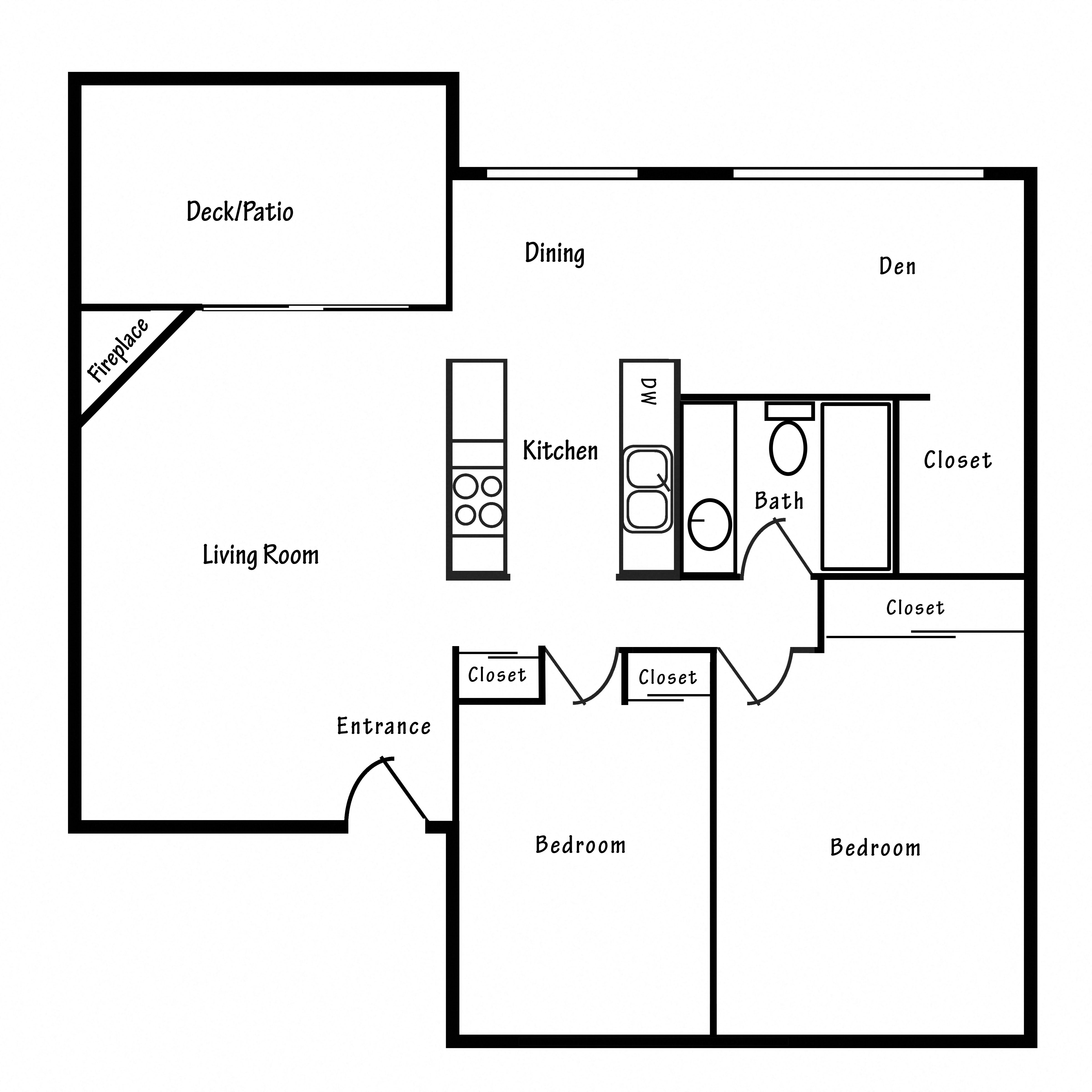 2 bedrooms 1 bathroom + den 2 bedrooms 1 bathroom + den